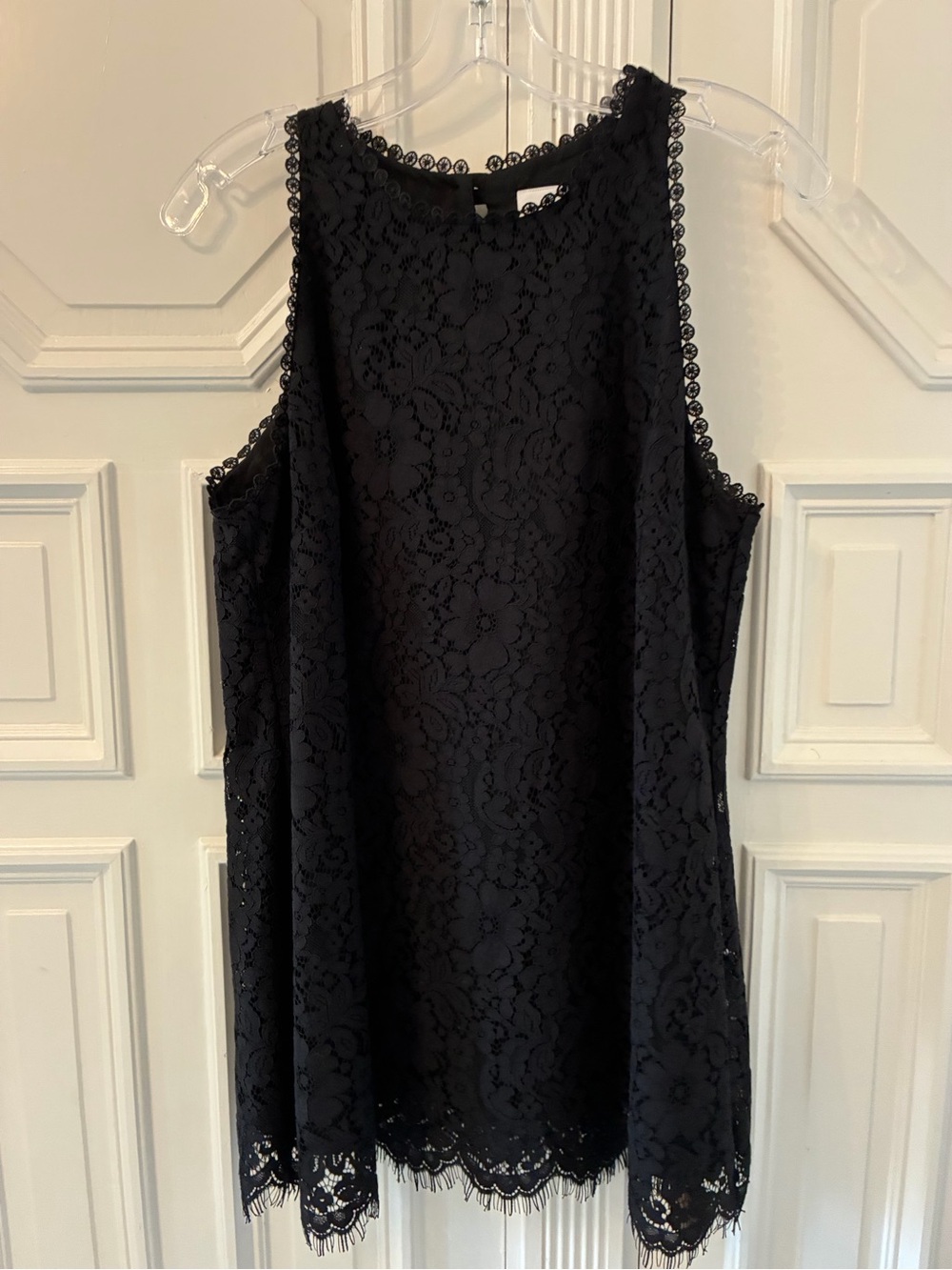 Black Lace Sleeveless Shift BLOUSE